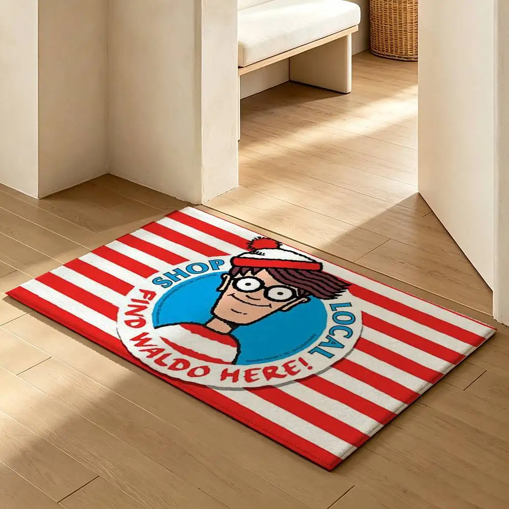 Game W-Wheres W-WallyS Waldo World  Soft Absorbent Decorative Floor Mat for Bathroom Entryway Living Room