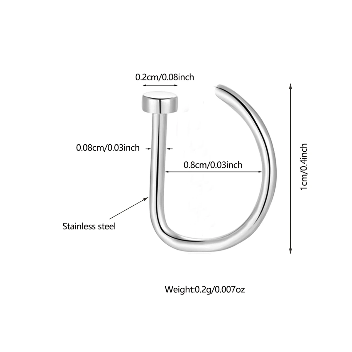 316L Stainless Steel D Shape Nose Ring Fake Septum Clip On Nose Hoop Non Piercing Nose Jewelry for Women Men