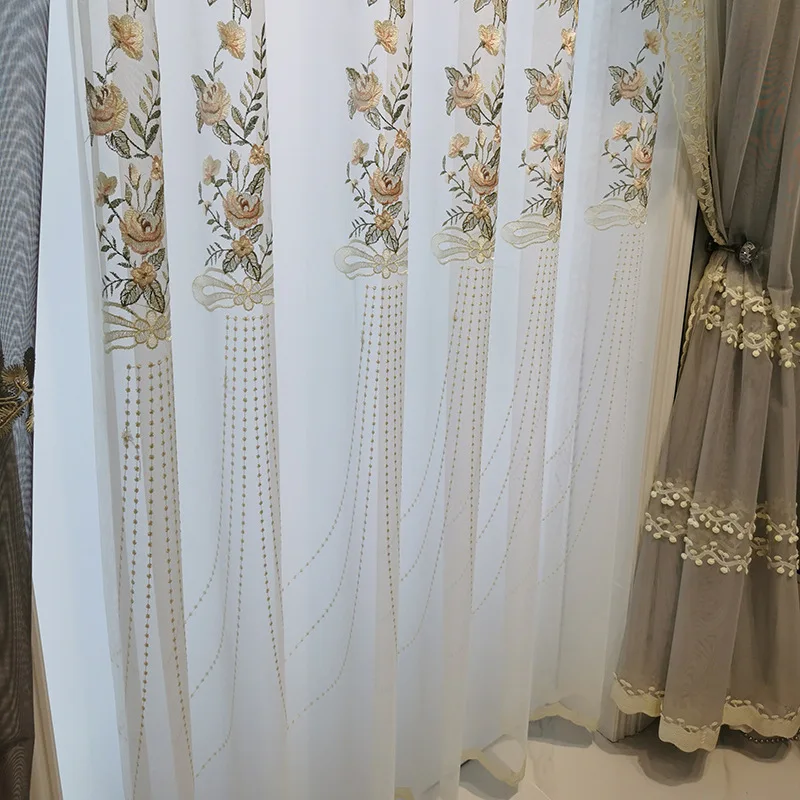 

Modern Curtains for Living Dining Room Bedroom Light Luxury Minimalist White Embroidered Tulle Window Screen Sheer tulle Custom