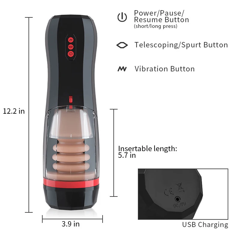 HESEKS Lifelike Automatic Sucking Male Masturbation Cup Inner Telescopic Vibrator Male Masturb Vaginas For Men Sex Toy