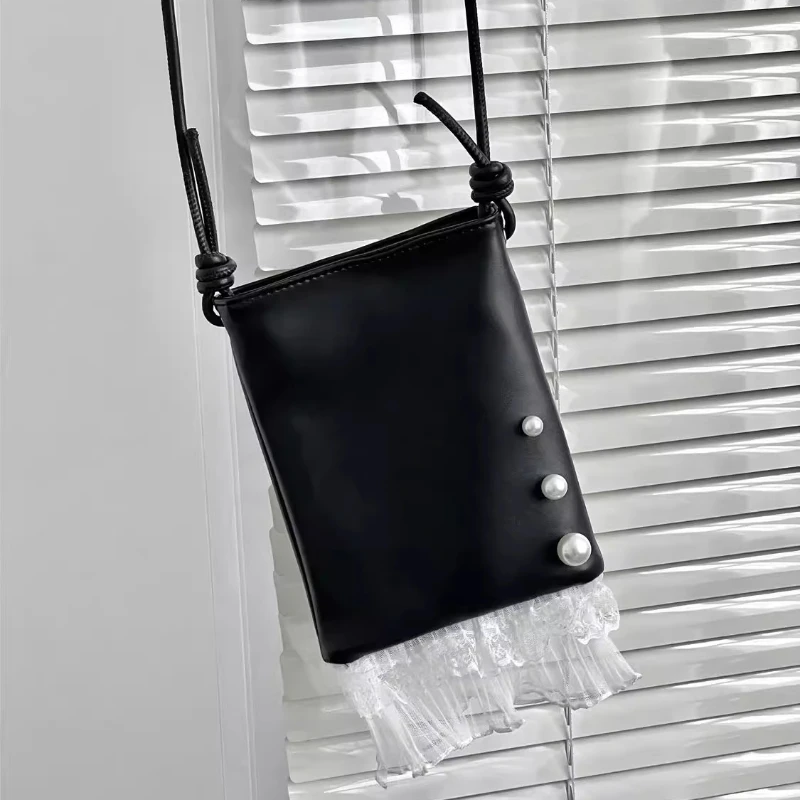 

Lace Spliced Shoulder Crossbady Bag Pearl Bolsos De Mujer Y2k Sac Femme Portable Mini Phone Bags for Woman Daily Using Bolso