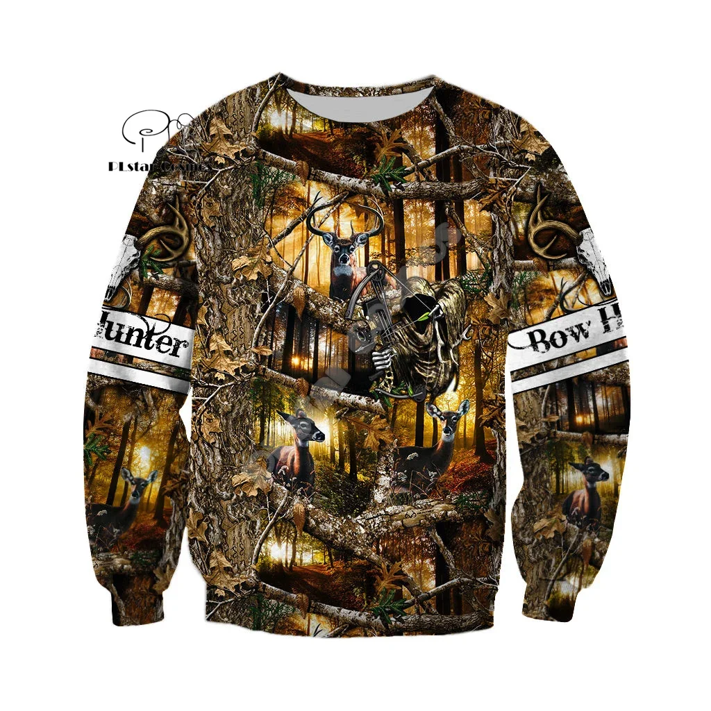 Custom Name Deer Hunting Camo Hunter Graffiti Tattoo Vintage Retro Streetwear 3DPrint Harajuku Pullover Casual Jacket Hoodies A1