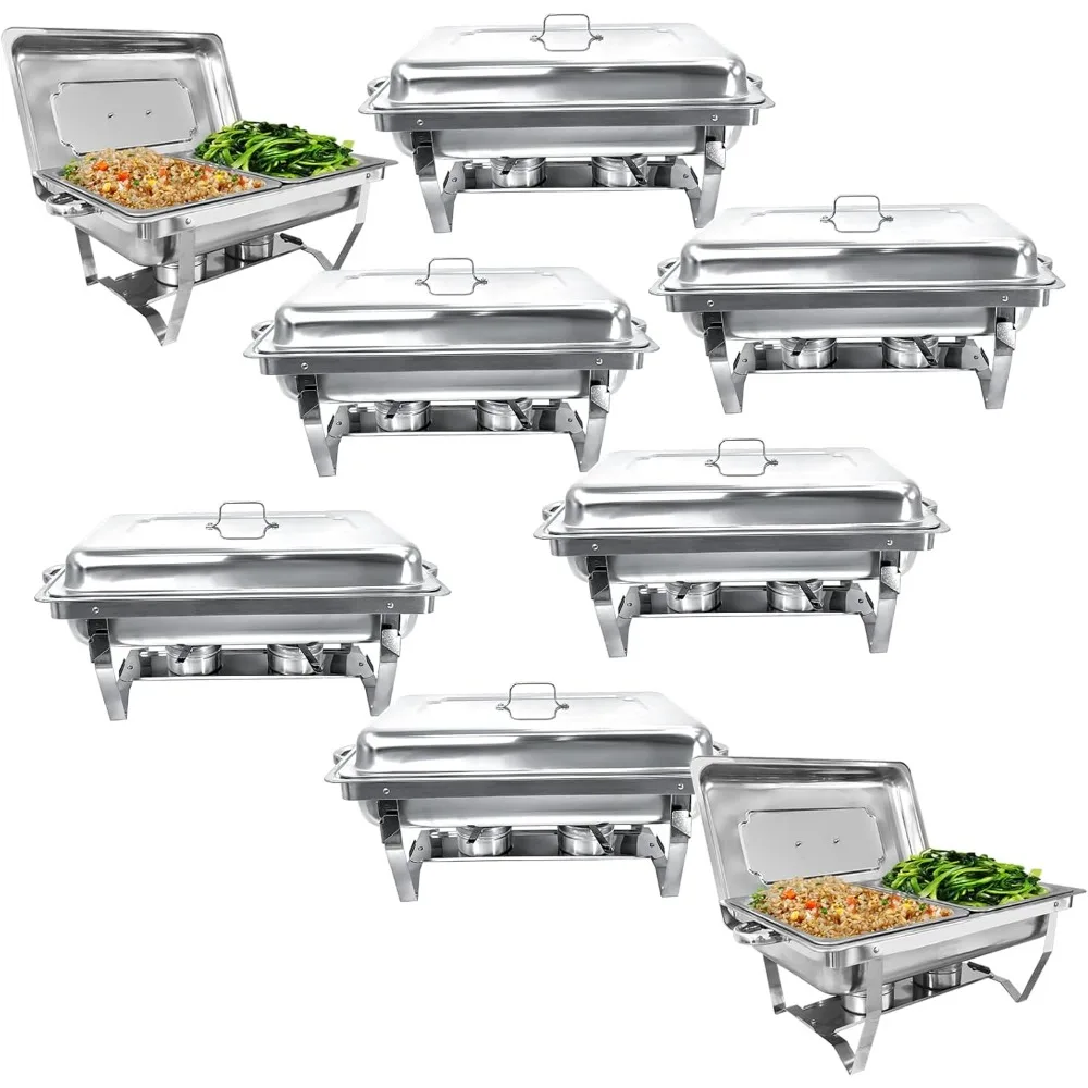 

Chafing Dish Buffet Set 8 Pack 8 QT Stainless Steel Buffet Servers and Food Warmer Chafing Servers with Covers for Parties Buffe