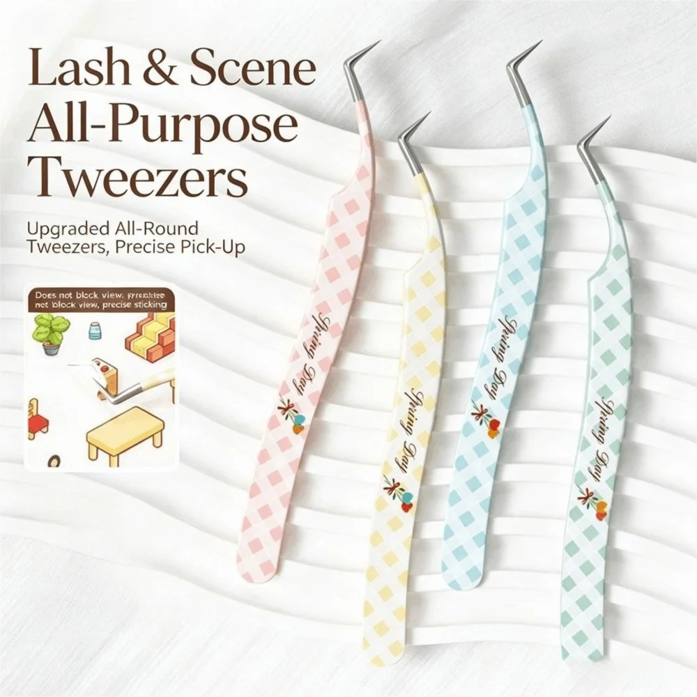 Stainless Steel Precision Tweezers High Precision Cartoon Pattern Craft Tweezers Anti-static Universal Grip