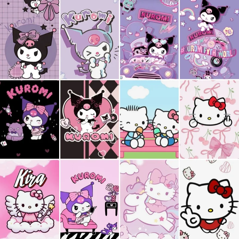 Sanrio DIY pełny diamentowy obraz diamentowy anioł Hello Kitty mozaika zestaw do szycia krzyżykowego salon dekoracja sypialni malowanie