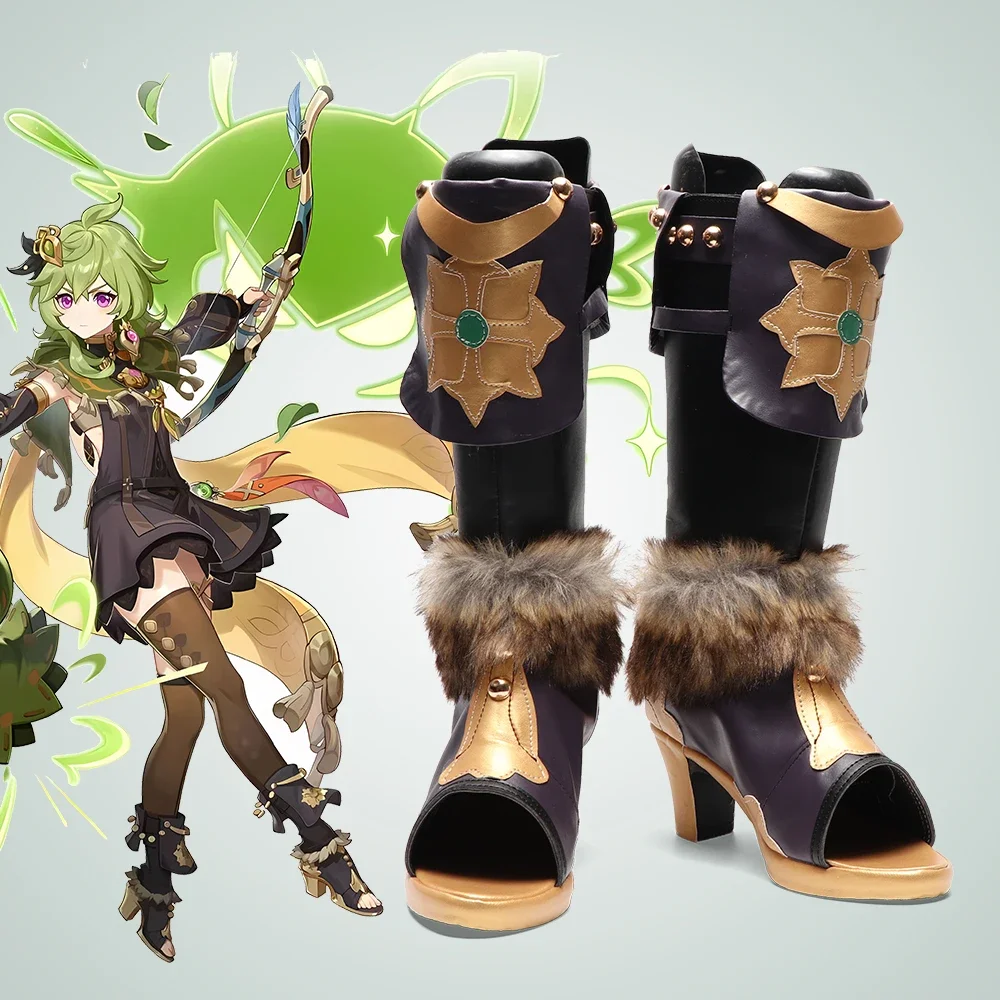 New Anime Game Cosplay Boots Genshin Impact Collei Shoes Halloween Aksesori Dibuat Sesuai Pesanan