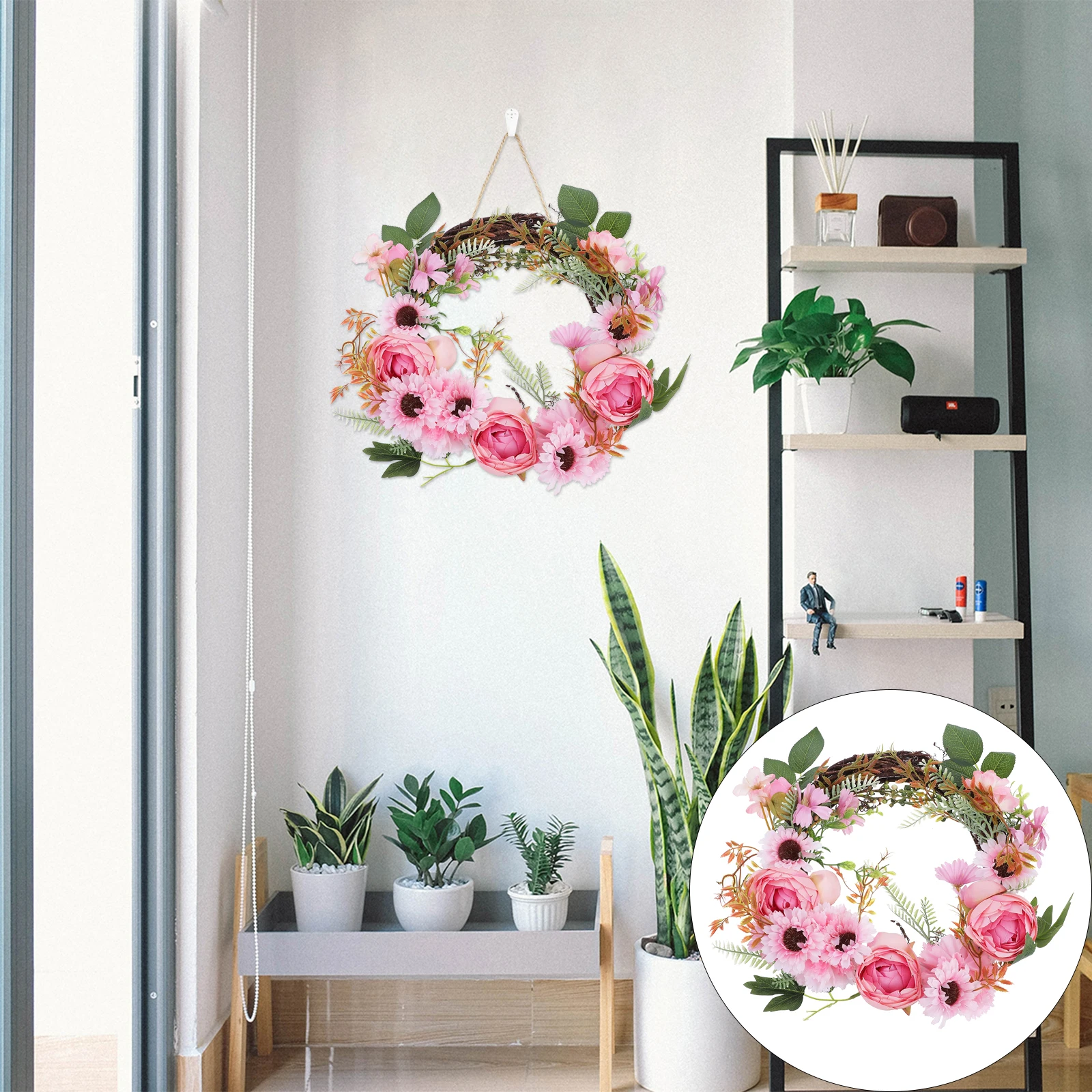 

1pc Simulated Peony Flower Wreath Random Color Decor Garland Wedding Home Door Ornament Practical