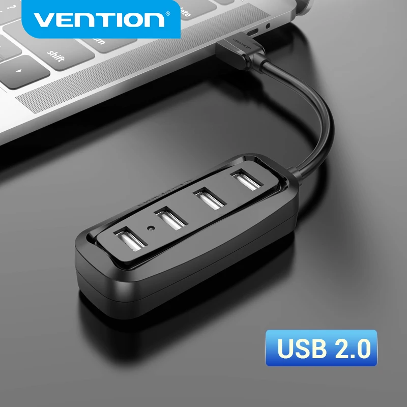 Vention-hub usb 2.0, 4 portas, com led, divisor multi, para lenovo, xiaomi, macbook pro air, acessórios para computador, laptop, hub usb 2.0