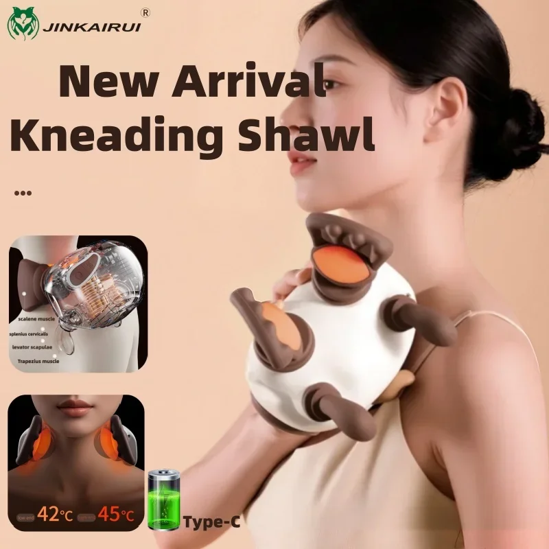 

Jinkairui-Wireless Neck Massager with Human Hand, Kneading Action, Shoulder Pain Relief Shawl, Relaxation and Comfort