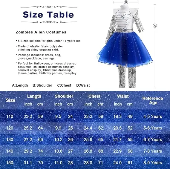 Girls Set for Kids Halloween Costume Birthday Party Zombies 2025 TV Costume Halloween Roleplay Fancy Dress Up Party Outfits Cosp