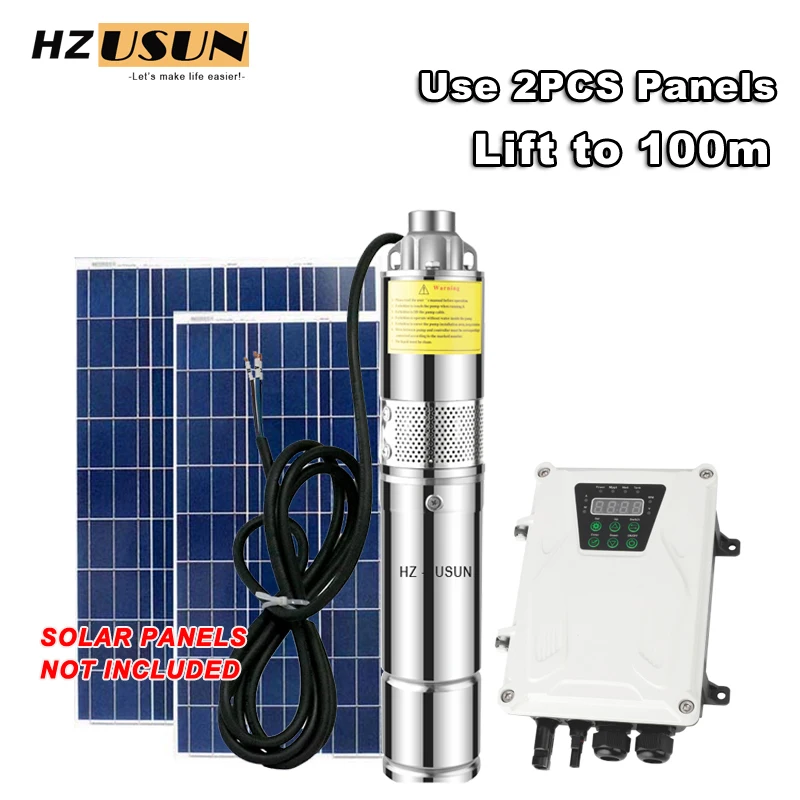 

HZUSUN 1 HP Solar Screw Submersible Borewell Jet Pump Price 0.75 KW BLDC Off Grid Solar Cell Deep Well Water Transfer Pump Kits