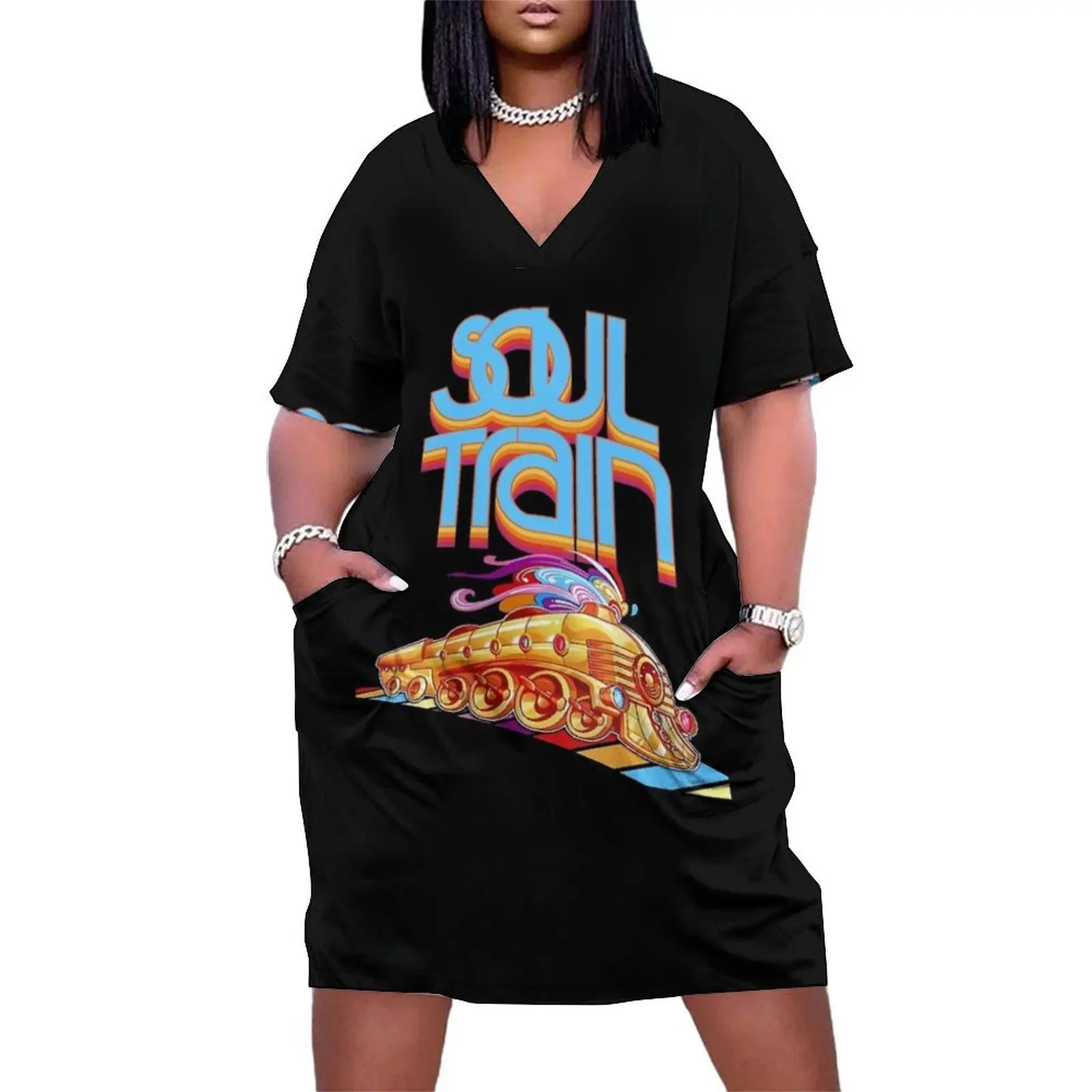 

Soul Train Boogie Dance Loose Pocket Dress Women's summer dresses bandage dress