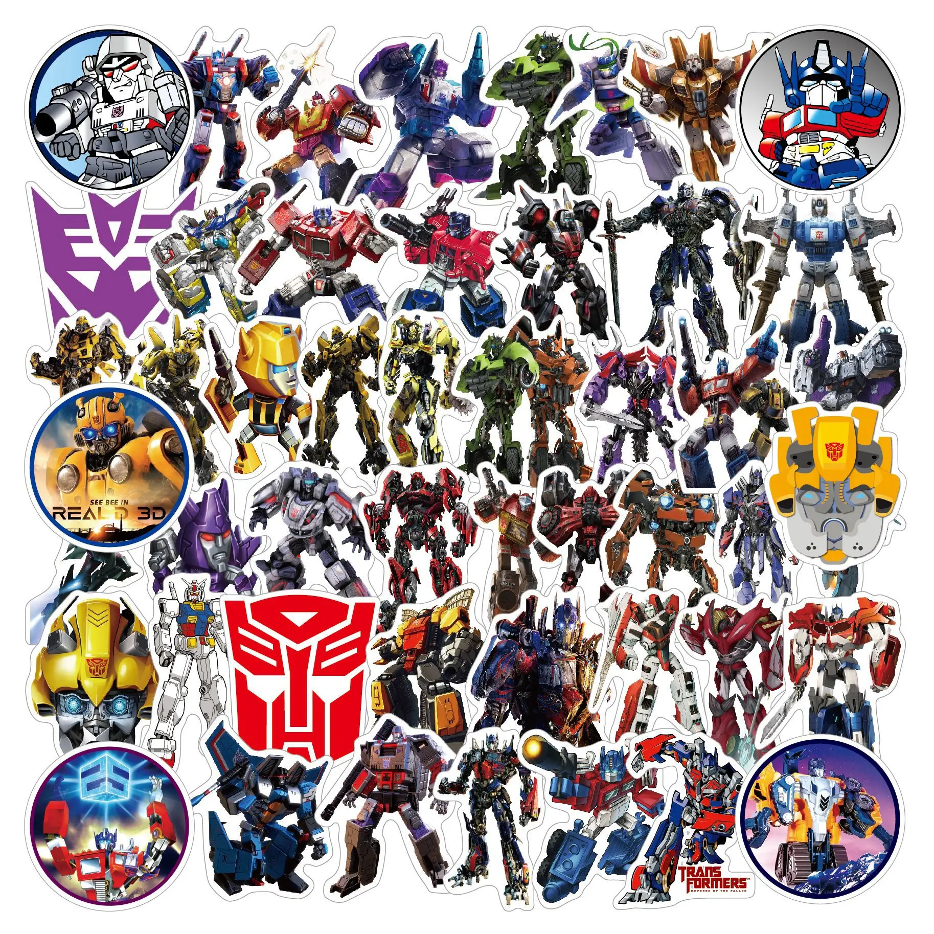 

50pcs Kawaii Hasbro Transformers Sticker Cute Children DIY Sticker Anime Card Sticker Paste Cute Holiday Birthday Boys Gifts