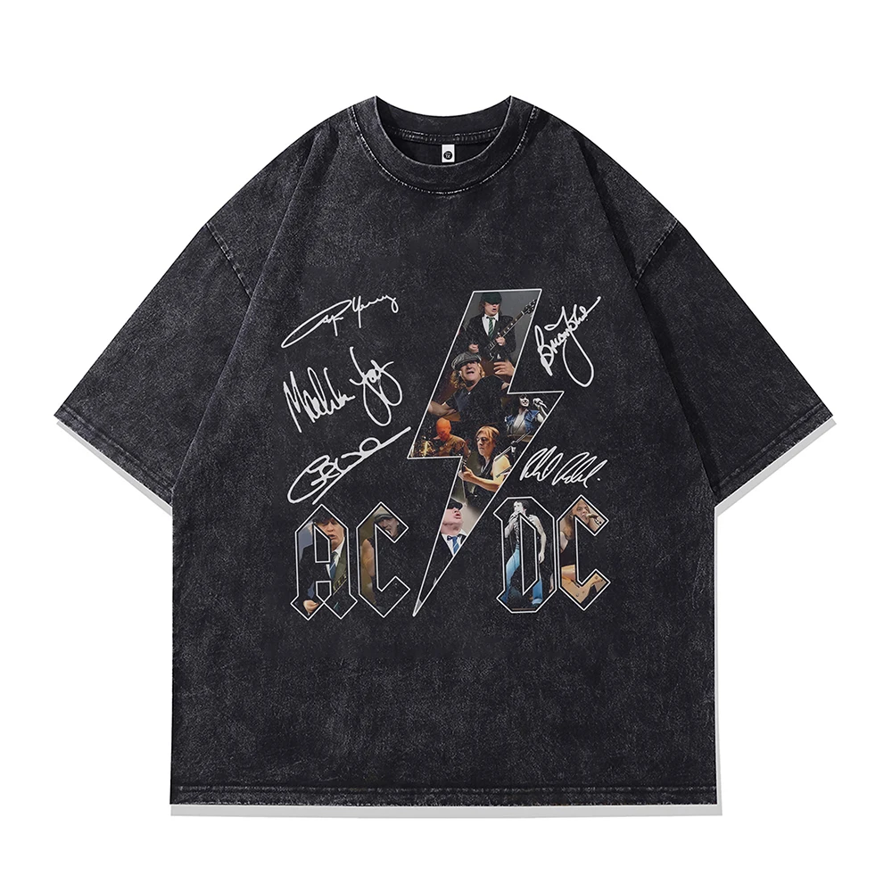 Rock Punk Band Print Men Oversized T Shirts Hip Hop Y2k Distressed Washed Women Clothes Casual Short Sleeve T-shirts Cotton Tops