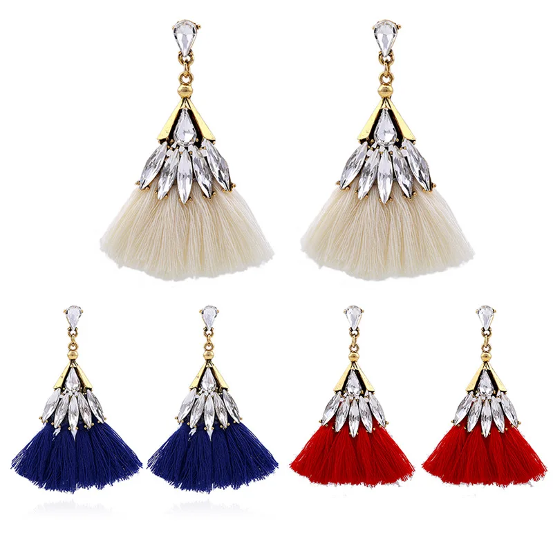 Cross-border new design retro earrings, European and American light luxury alloy diamond-encrusted tassel earrings wholesale 332
