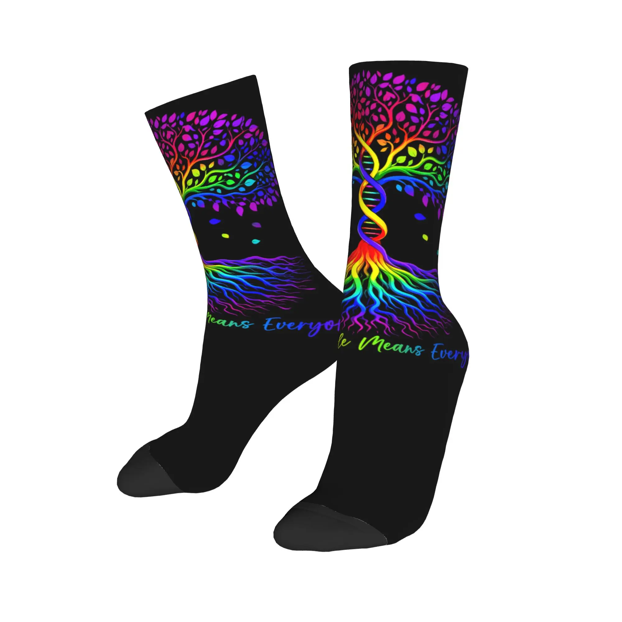 Cool Tree Life Rainbow LGBT Gay Pride Flag Ally Football Socks  Polyester Long Socks for Women Men Sweat Absorbing