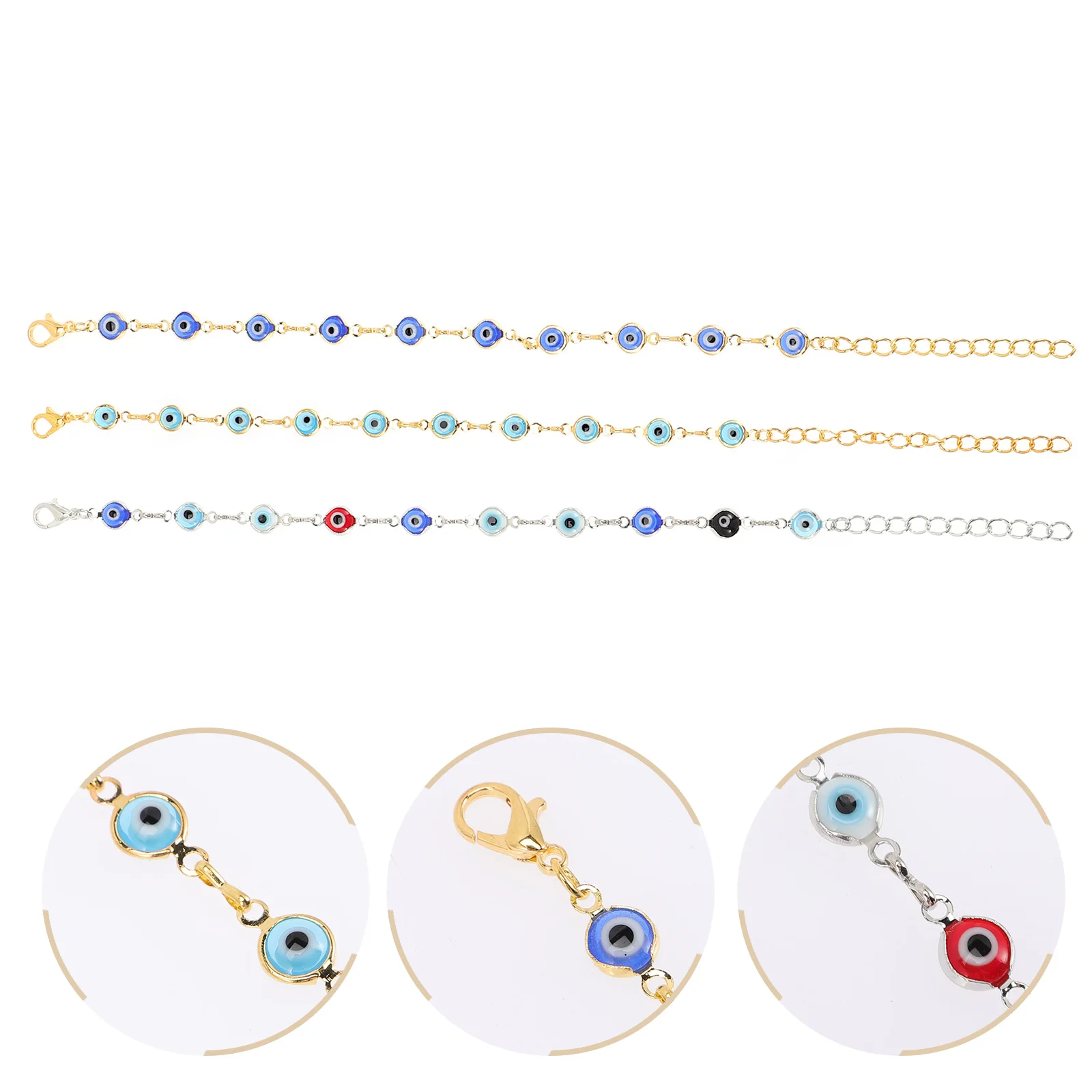 

3 Pcs European and American Evil Eye Bracelet Student Copper Bracelets for Women