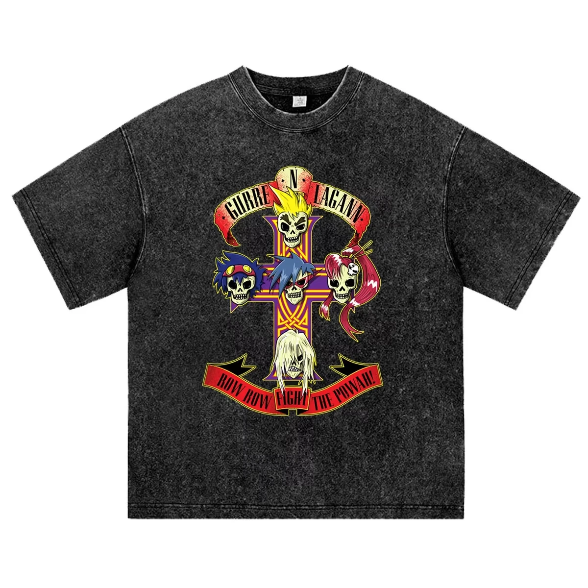 Anime Tengen Toppa Gurren Lagann Kamina Funny Manga Graphic Print T-Shirt Men Women Vintage Washed Oversized Top Summer New Tee