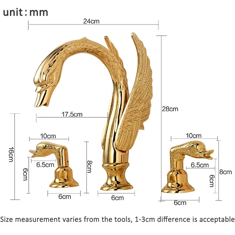 

Vidric Luxury Golden Swan Basin Faucets Dual Handles Mixer Tap Sink Faucets Bathroom Faucet Deck Mounted torneiras Torneira