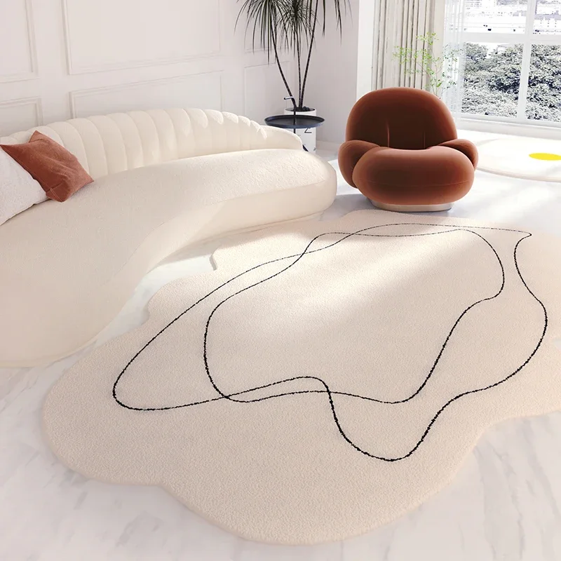 Minimalism Living Room Carpet Fluffy White Plush Irregular Shape Bedroom Rug Lounge Anti-skid Coffee Table Mat Customized Ковры