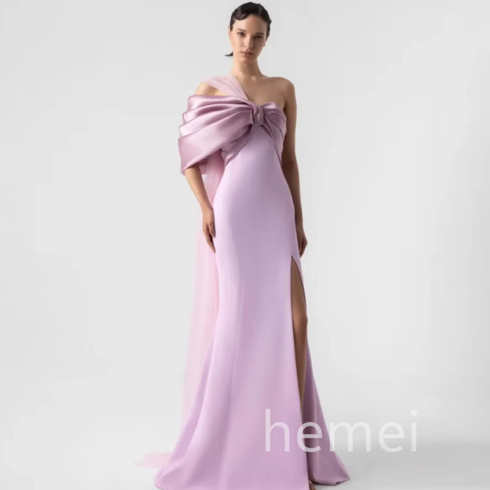 

Women Customized Simple Mermaid Evening Dress One Shoulder Elegant Party Gown Split Prom Dresses Floor Length Vestido De Novia