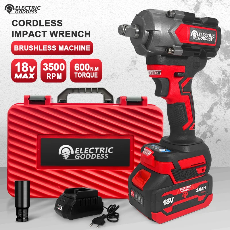 

EGOD 600N.m Brushless Electric Impact Wrench Cordless Multi Lithium-Ion Set Home/Outdoor Work Power Tool Fit Makita Battery