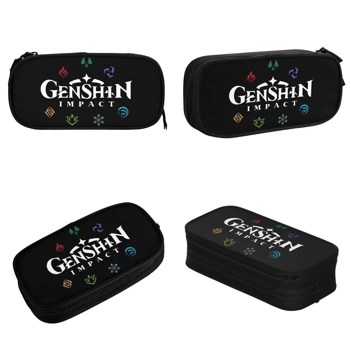 Genshin Impact Game Elements Colours Pencil Case Classic Pen Bags Student Big Capacity School Supplies Gift Pencilcases