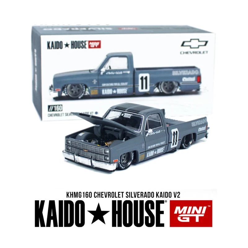 

MINIGT KHMG In Stock 160 1:64 Silverado KAIDO V2 Openable Hood Diecast Car Model Kaido House