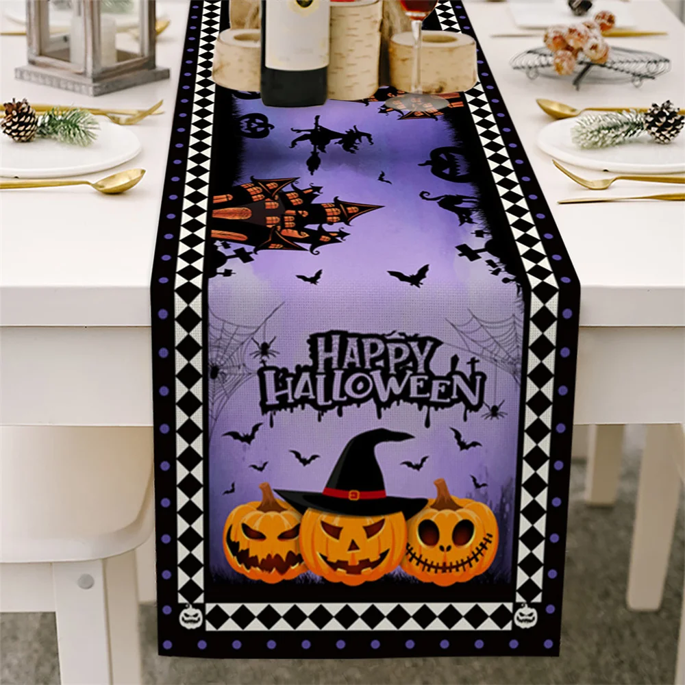 Goblin Halloween table Flag Black Crow Pickup Table Runner Thanksgiving Jack-o '-Lantern Holiday party kitchen centerpieces