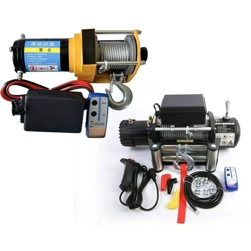 Electric winch 12V off-road vehicle truck miniature crane 24V electric hoist car fast winch remote control