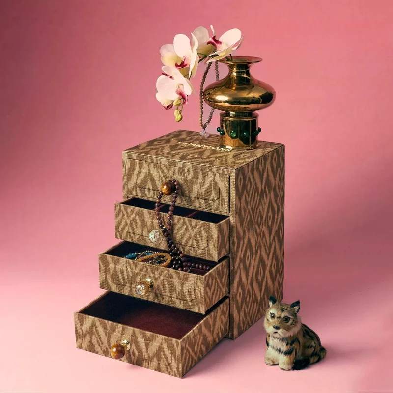 Drawer Jewelry Storage Box Women Necklace Organizer Case Tiger Pattern Ring Collection Boxes Creativity Watch Storages Cases