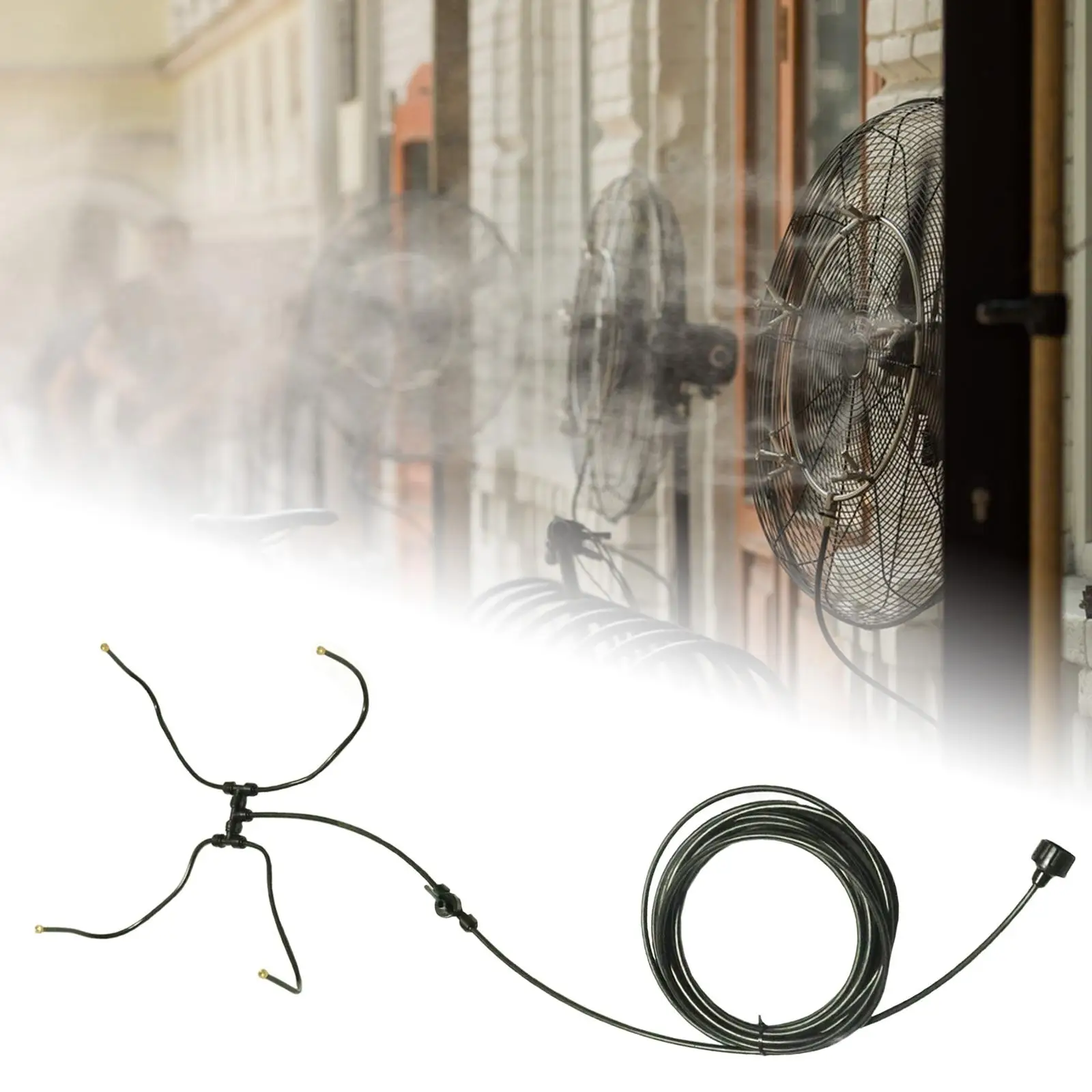 พัดลมระบบละอองน้ำแบบหมุนได้ชุดพ่นหมอกควันพัดลมเรือนกระจกสำหรับลานบ้านระเบียงสวนเรือนกระจกภายนอก