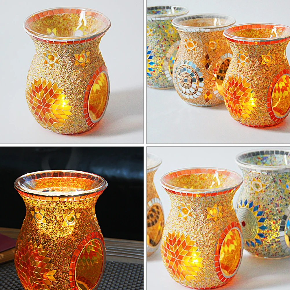 

Mosaic Glass Aroma Diffuser Essential Burner Retro Holder Perfect for Wedding Party Home Decoration