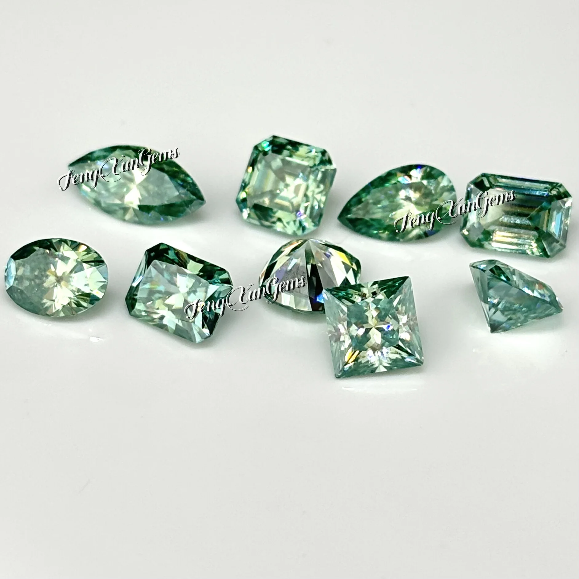 Heart Asscher Pear Green Loose Moissanite Stone Lab Grown Gems 0.5~5ct VVS1 Clarity With GRA Certificate For Jewelry Inlay