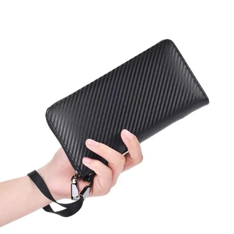 

High quality men's anti-theft brush Rfid carbon fiber pattern wallet fashionable retro business student multi card wallet