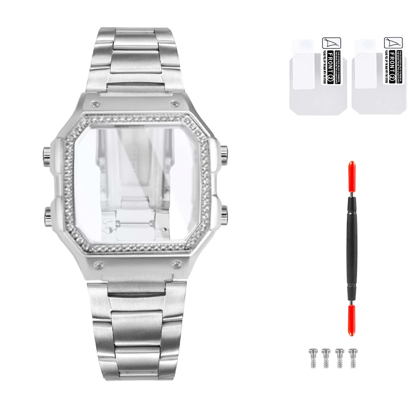 Für Casio AE1200 Gehäuse-Modifikationskit, Vollmetallgehäuse 3299, AE-1200 Lünetten-Glas-Wasserdichtungsring-Kit, 304 Edelstahlteile 10