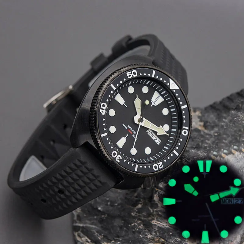 Men Turtle Abalone Dive Watch With NH35 NH36A Stainless Steel Diving Men Automatic Watch 200m Waterproof Design Mod 6105 6139