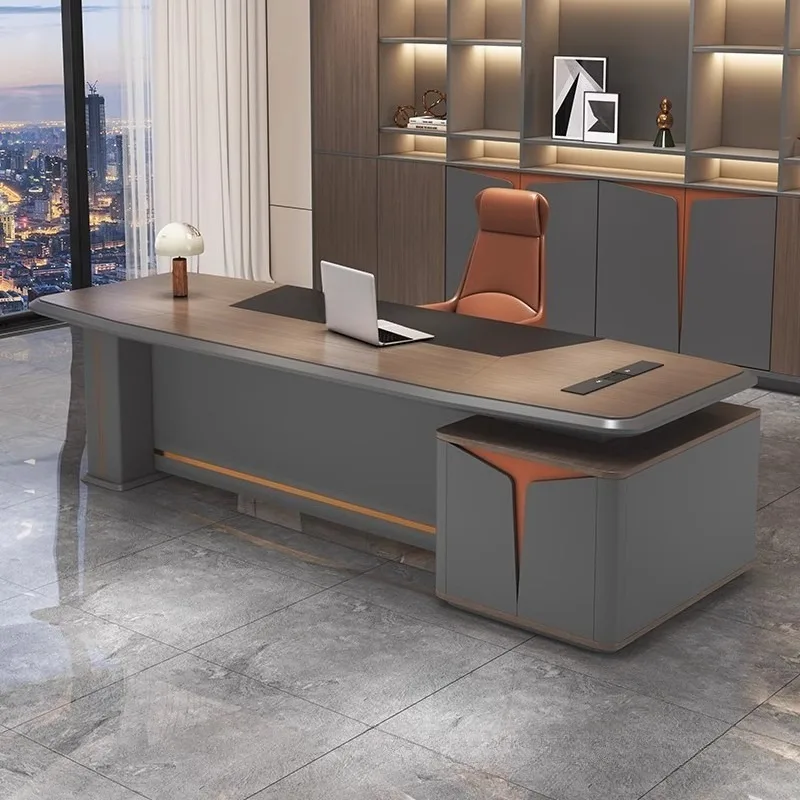 

Painted boss office desks and chairs, combined light luxury and high-end sense, simple modern furniture