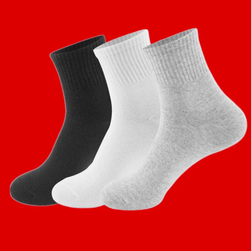 3/6/12 Pairs Middle Tube Cotton Socks Black and White Long Socks Men's Spring Autumn Winter Sports Breathable 2024 New Socks