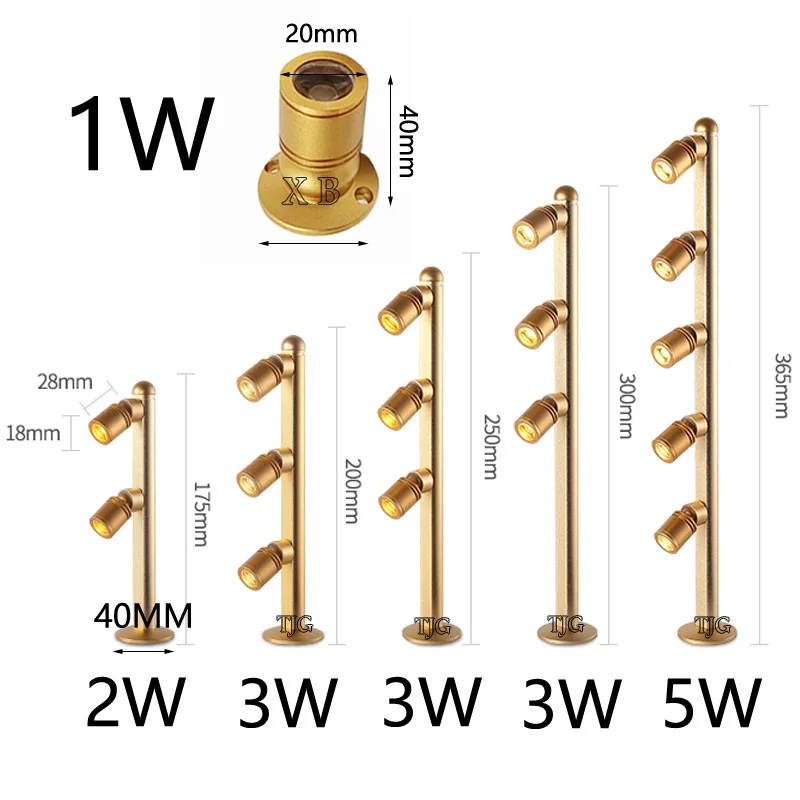 Dimmable LED 1W 3W 5W Spotlight  DC12V 360 Degree Adjustable Rod LED Counter light Showcase Exhibition Display Diamond AC110220V