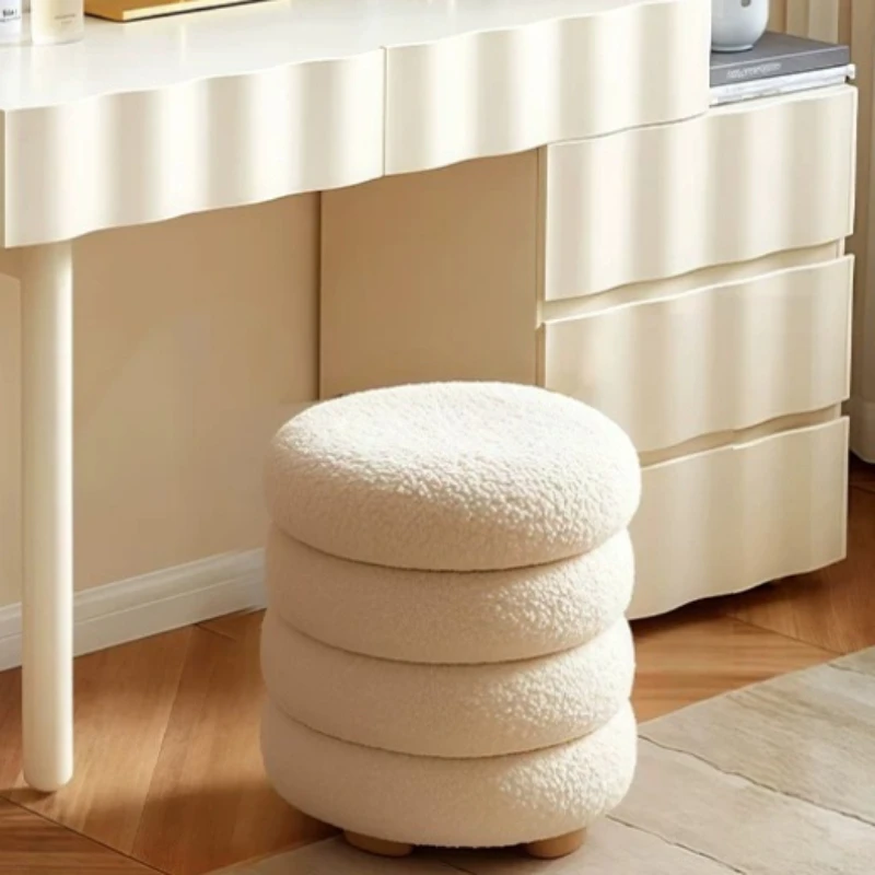 Bedroom Makeup Vanity Stool Foot White Girls Pink Cute Vanity Stool Mini Wooden Beauty Silla Tocador Maquillaje Home Furniture
