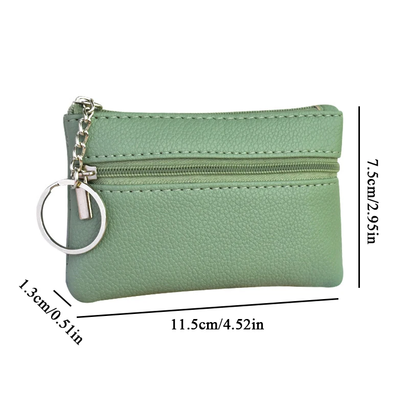 2023 Mini Multi-color PU Leather Small Coin Purse Light Top Layer Cowhide Zipper Key Case Solid Color Coin Loose Money Bag INS