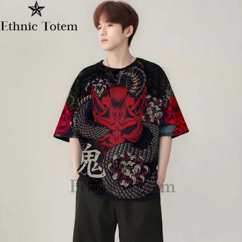 

Mens Summer Snake 3D Printed T Shirts Ghost Pattern Harajuku Tops Short Sleeves Streetwear Y2K Hip Hop Tee Casual T-Shirts