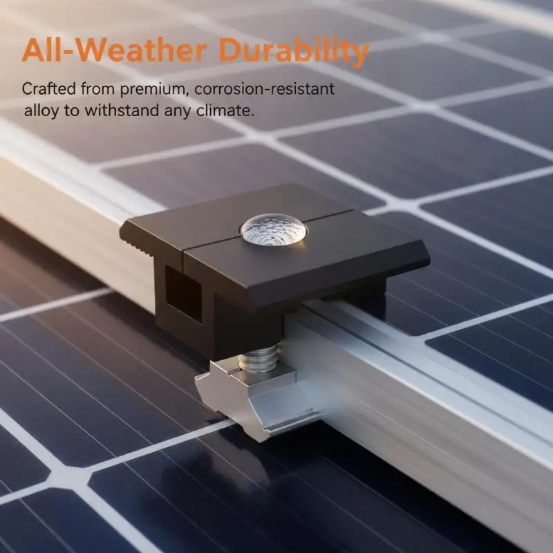 Solar Panel Mounting Clamp Heavy Duty High Strength Aluminum Fast Install for Rooftop Solar Power Generation Systems