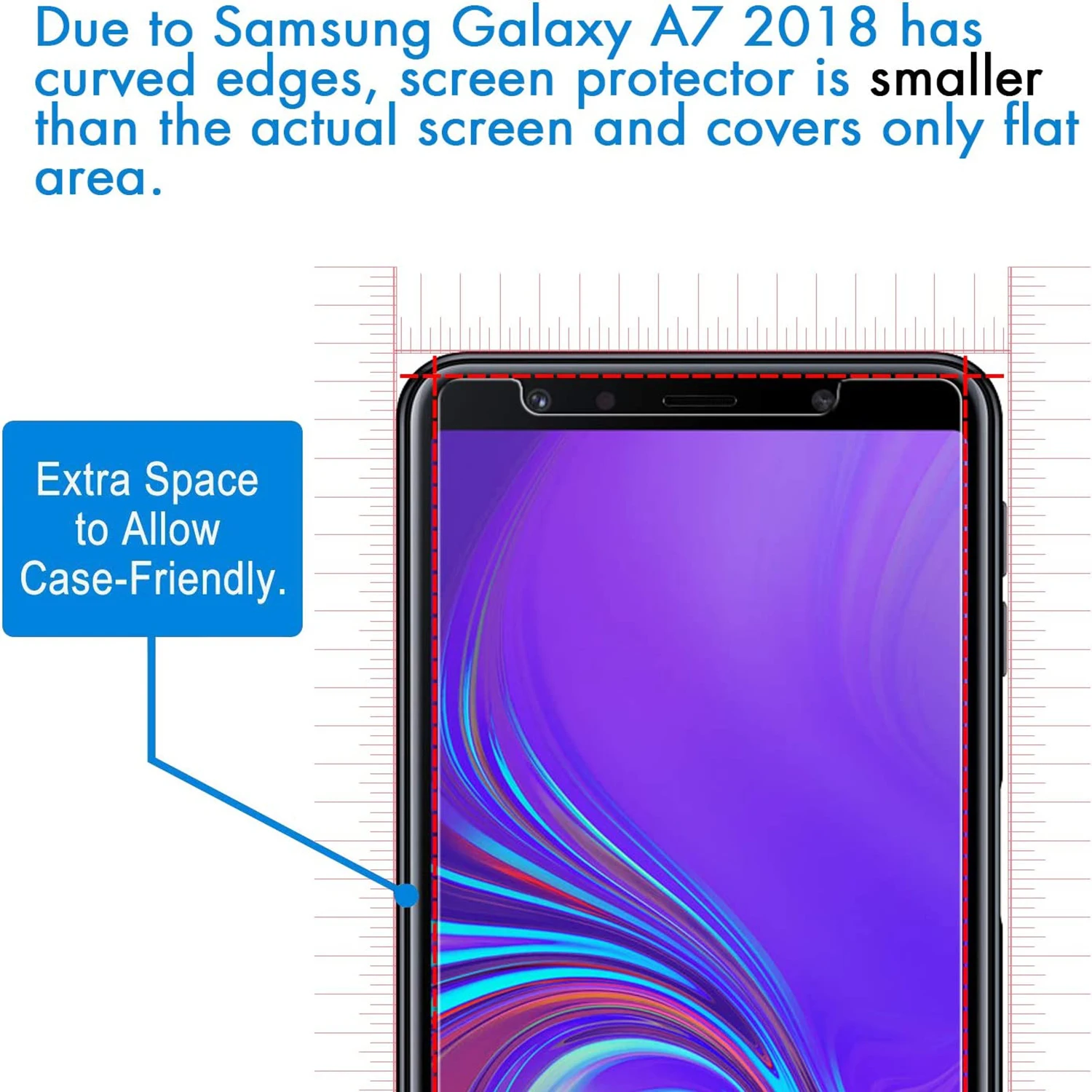 Kaca pelindung layar 9H, kaca pelindung layar untuk Samsung Galaxy A7 2018 2/4 buah, lapisan kaca Tempered HD