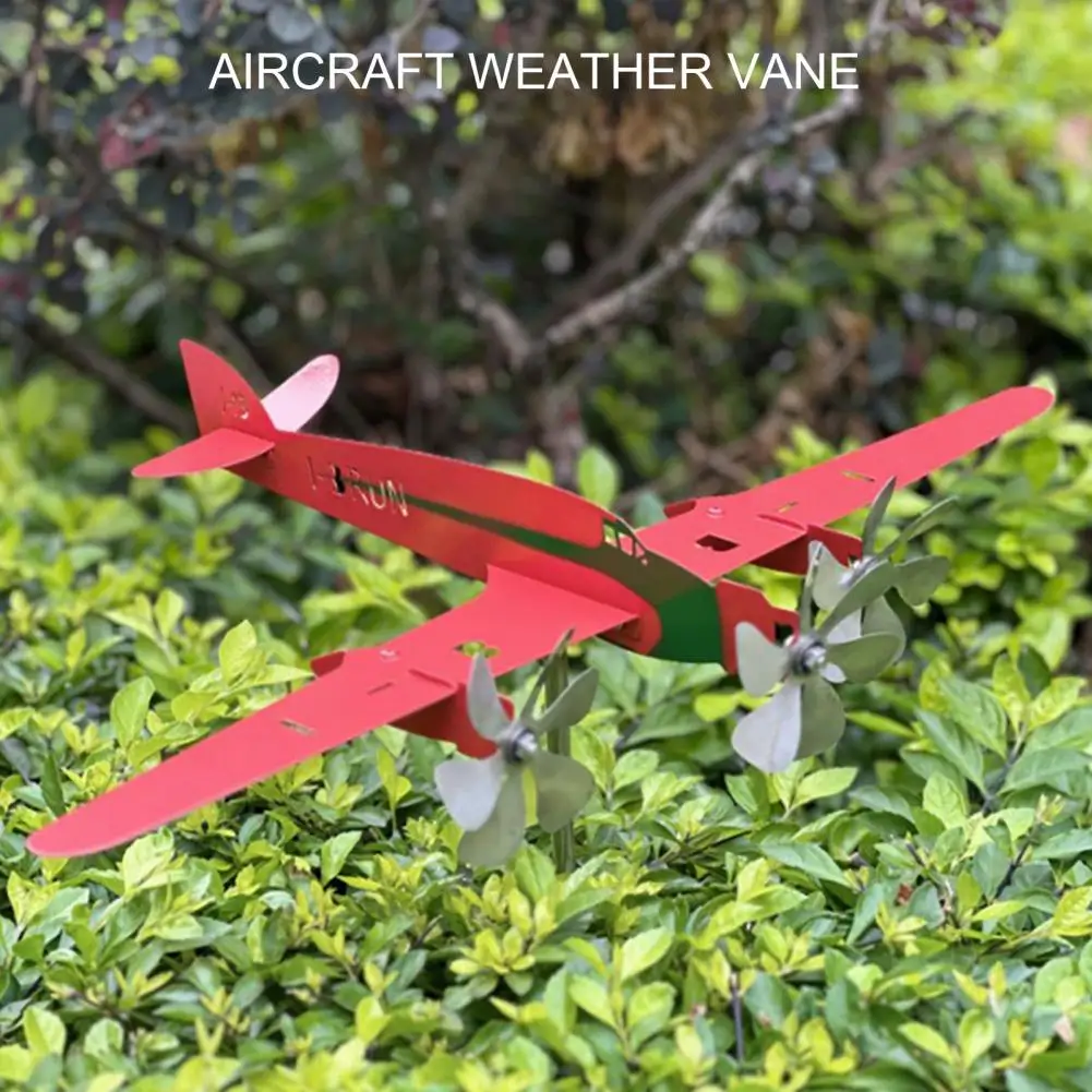 Airplane Windmill Weather Resistant Rotatable Easy To Assemble Wind Powered Metal Garden Wind Spinner Weathervane Lawn Decor