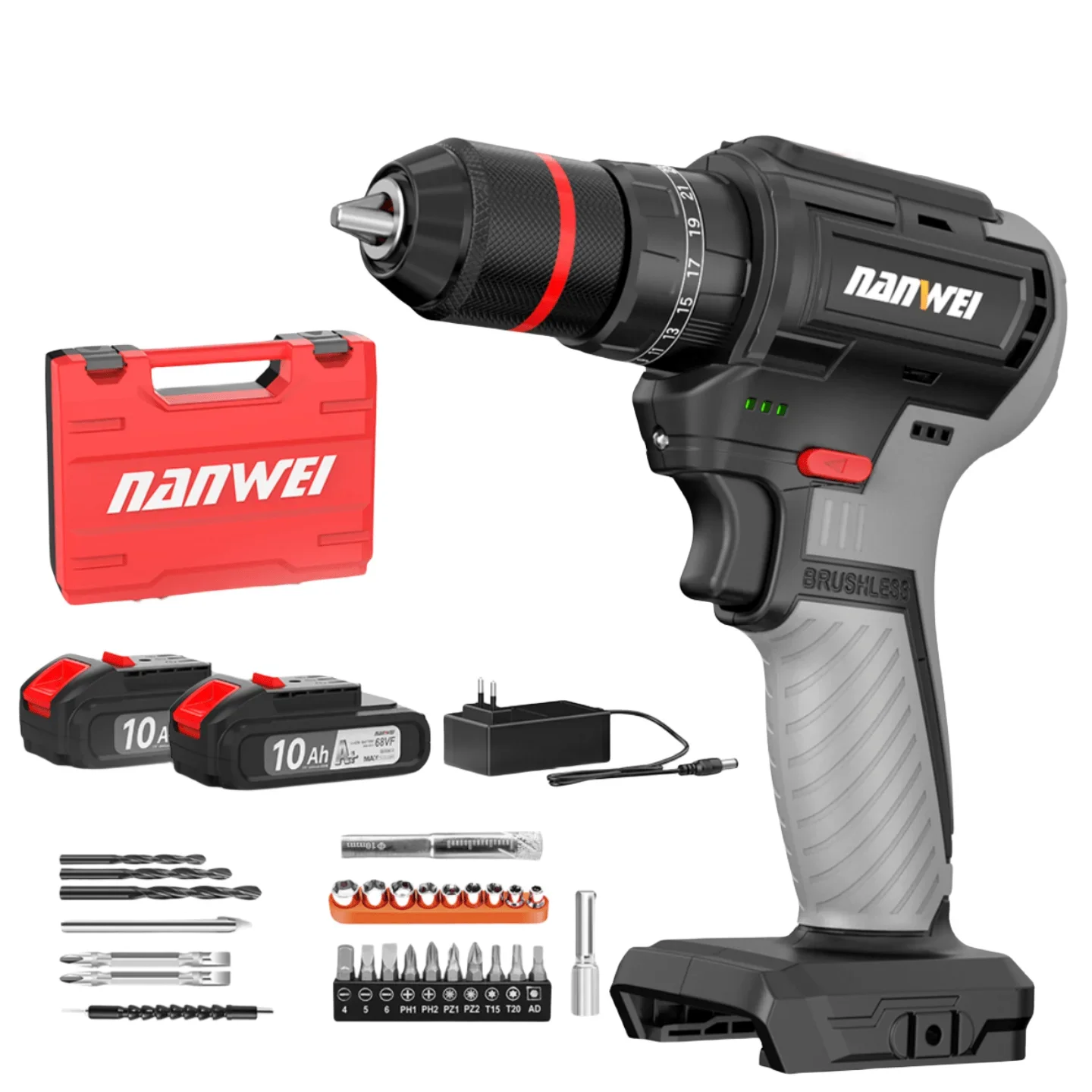

# Hot For NANWEI 80-120N Power Drills 21V Brushless Impact Drill Lithium Battery Drill Power Tools