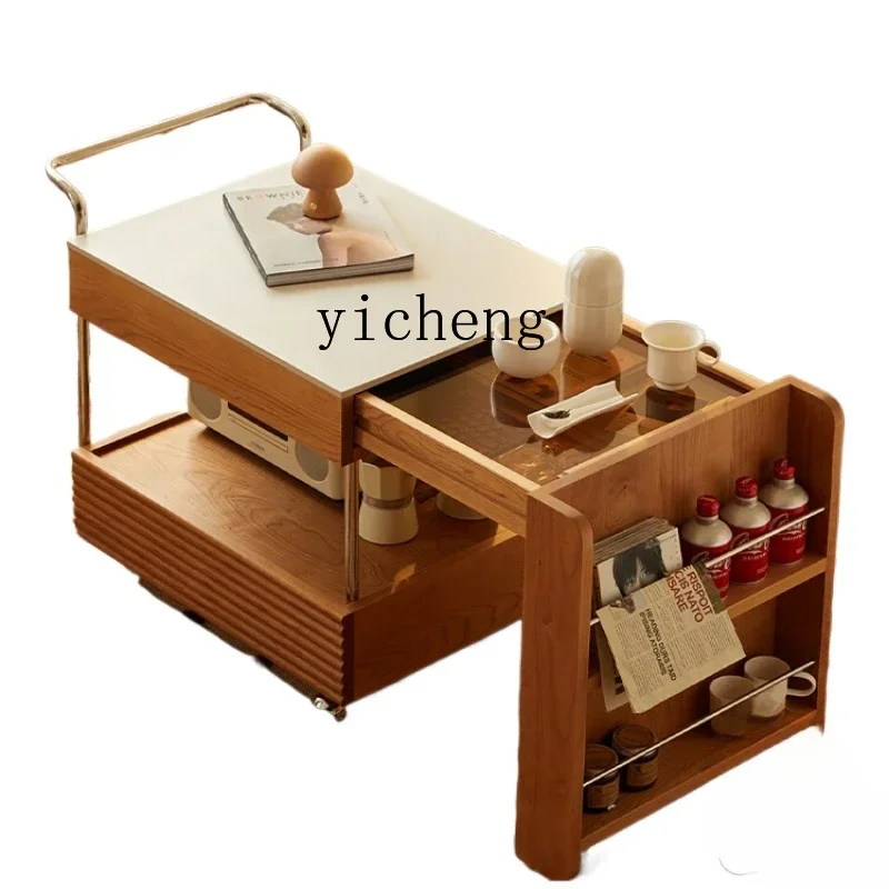 b11- coffee table solid wood small table surrounding stove tea mobile tea cabinet rock slab tea table