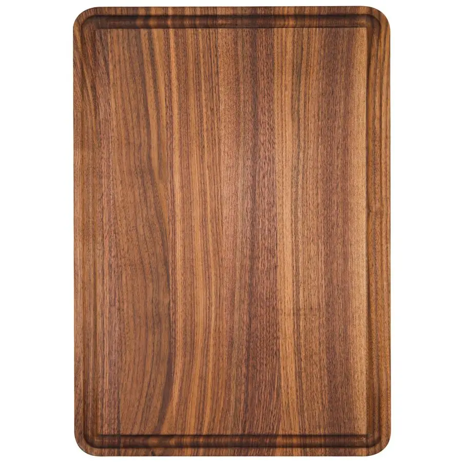 

Walnut Wood Cutting Board, 12x8in Small Wooden Chopping Boards with Deep Juice Groove and Side Handle, Thick Butcher Block for K