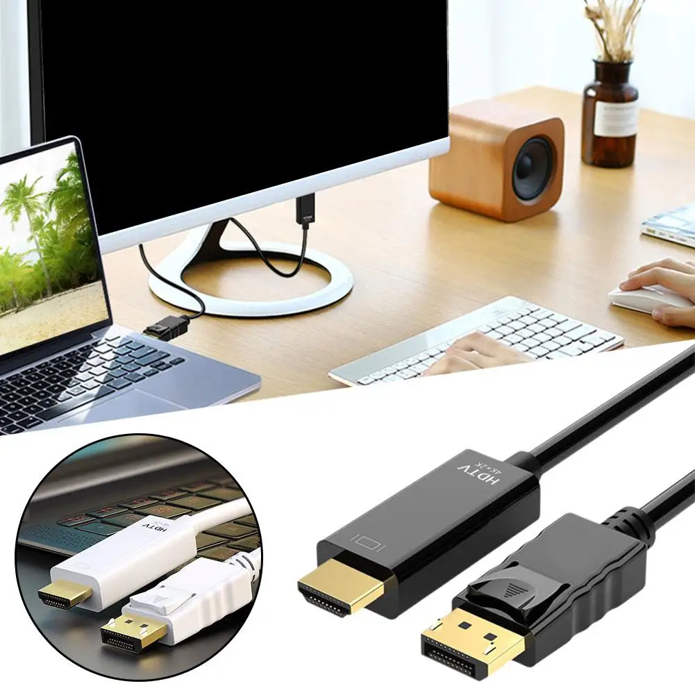 DP To HDMI Compatible Desktop Graphics Card Display Cable Compatible Displayport To Without 4K HD Cable HDMI Flickering Vid I2G9